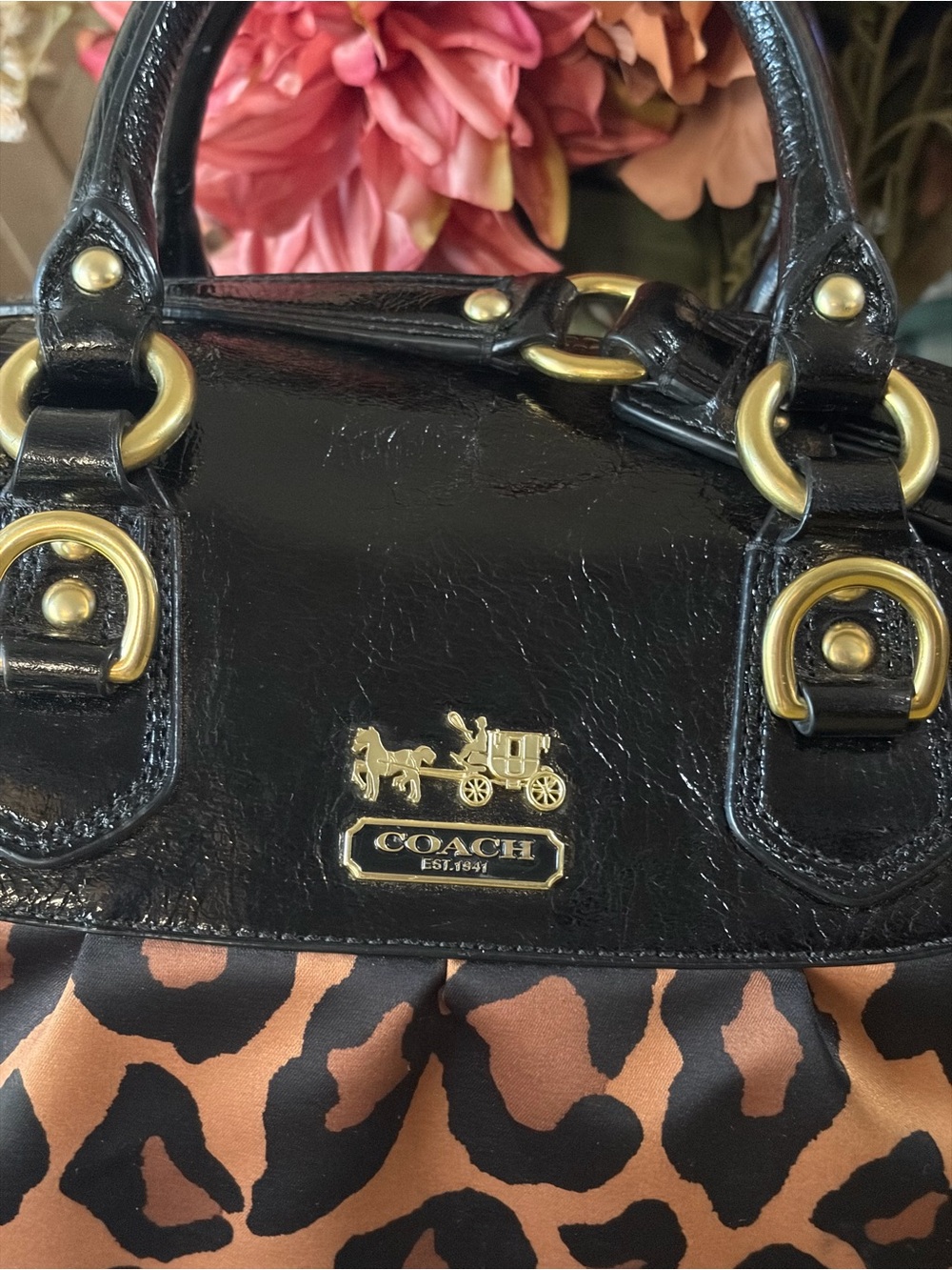 SOLD! RARE! Coach Madison Ocelot Leopard-Print Sabrina Satchel 15553 - Picture 2 of 16